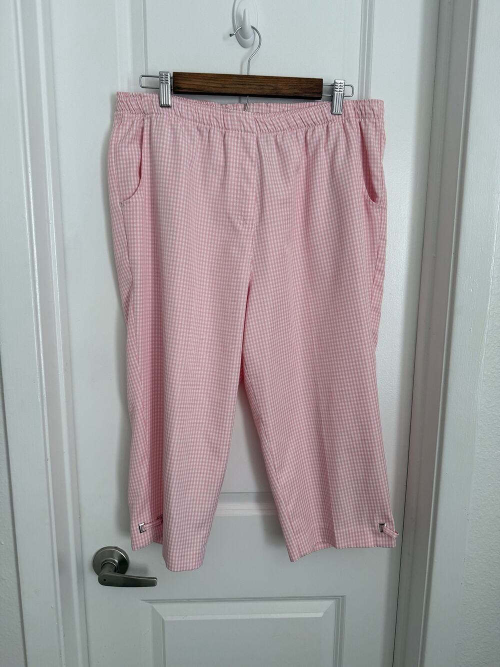 Vintage Pink Gingham Cottagecore Coquette Coastal Whimsical Capris